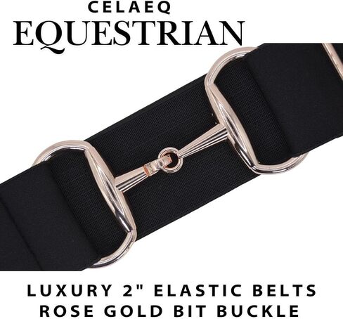 2 inch Luxury Elastic Equestrian Belt, Horse Riding Belt with Rose Gold Buckle, Stretchable and comfortable waist in Saudi Arabia