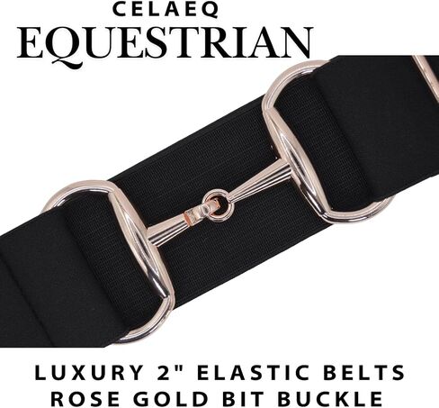 2 inch Luxury Elastic Equestrian Belt, Horse Riding Belt with Rose Gold Buckle, Stretchable and comfortable waist in Saudi Arabia