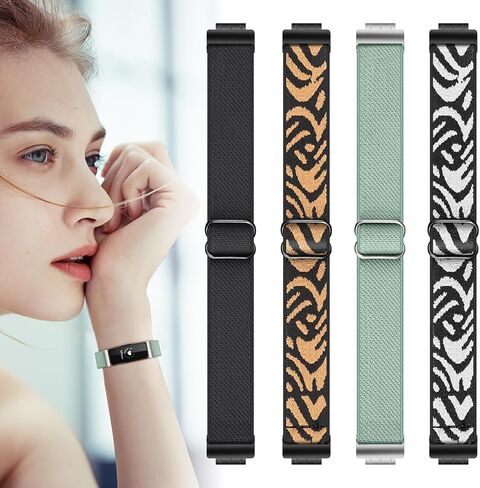 نطاقات مرنة Fintie متوافقة مع Fitbit Inspire 2 1 ساعة/ACE 3 2 ، حزام حلقة نايلون القابل للتعديل مع Wristband ، Black in Saudi Arabia