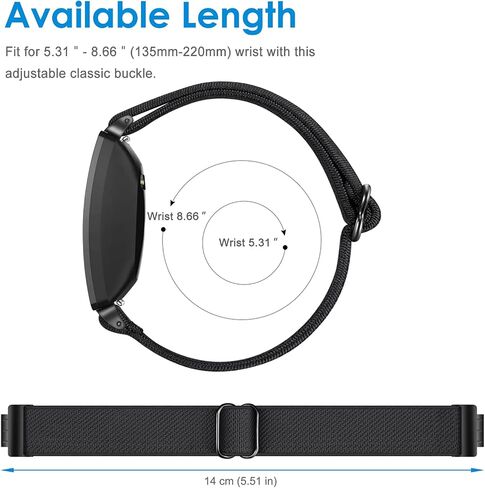 نطاقات مرنة Fintie متوافقة مع Fitbit Inspire 2 1 ساعة/ACE 3 2 ، حزام حلقة نايلون القابل للتعديل مع Wristband ، Black in Saudi Arabia