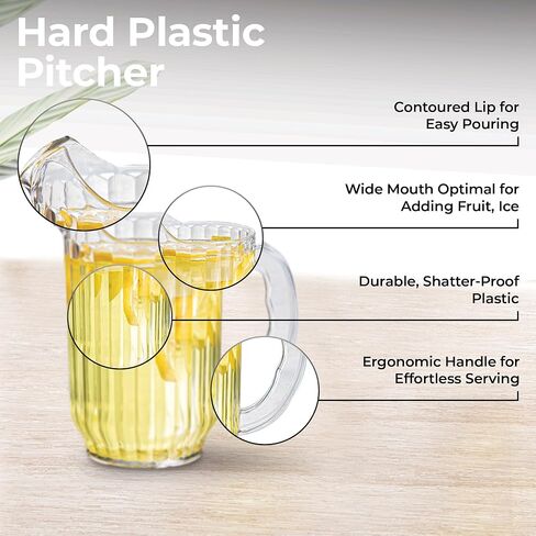 إبريق بيرة صغير سعة 32 أونصة من RW Base، إبريق مطعم متين - بلاستيك صلب، يقدم الصودا أو عصير الليمون أو العصير أو السانجريا، إبريق ماء بلاستيكي شفاف، للحانات، أو الحفلات، أو المنازل، - أدوات المطاعم in Kuwait