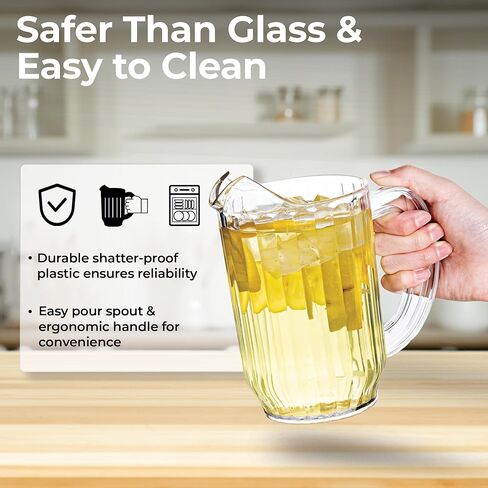 إبريق بيرة صغير سعة 32 أونصة من RW Base، إبريق مطعم متين - بلاستيك صلب، يقدم الصودا أو عصير الليمون أو العصير أو السانجريا، إبريق ماء بلاستيكي شفاف، للحانات، أو الحفلات، أو المنازل، - أدوات المطاعم in Kuwait