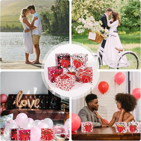 XIHIRCD 12pcs Valentine's Day Baking Gift Box, 3.93x3.93x2.95 Inch Bakery Gift Boxes with Clear Window Baked Goods Gift Boxes with 12 Love Card Heart for Treat Cookies Cupcakes Candy in Saudi Arabia