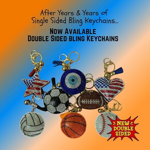 Popfizzy Bling Keychains for Women and Girls, Sparkly Purse Charm, Rhinestone Bag Charm, Cool Gifts for Women, Double Sided in Kuwait