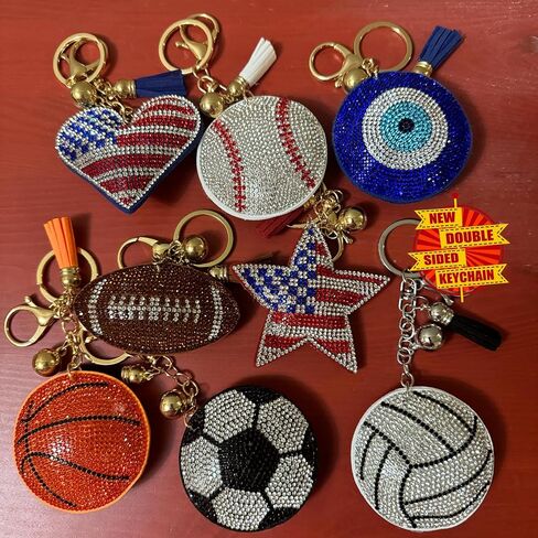 Popfizzy Bling Keychains for Women and Girls, Sparkly Purse Charm, Rhinestone Bag Charm, Cool Gifts for Women, Double Sided in Kuwait