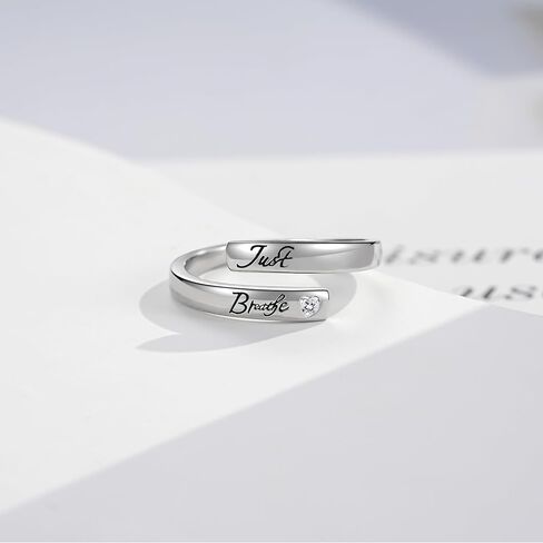 Lotus Just Breathe Rings for Women: S925 Sterling Silver Inspirational Ring Adjustable Personality Hope Encourage Gift Jewelry for Mother Daughter Friends in Kuwait