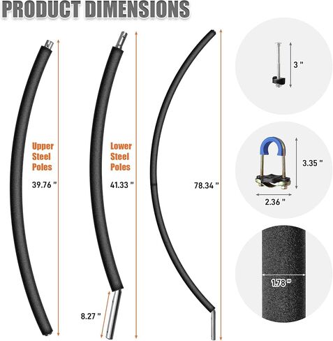 قطعة واحدة من عمود الترامبولين المنحني، عمود استبدال عمود الترامبولين العالمي ليناسب إطار الترامبولين ذو العمود المنحني 8-16 قدم، يتضمن غطاء إسفنجي وأجهزة لخيارين للتركيب in Kuwait