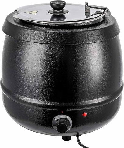Garvee Commercial Soup Kettle, 10.5QT Soup Warmer with Hinged Lid and Stainless Steel Insert Pot, Ideal for Family Gatherings, Parties, Restaurants, and Buffets(Cast Iron, Black) in Saudi Arabia