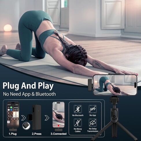 2PACK اللاسلكي لافالييه الميكروفون ، النوع C ميني مقطع على ميكروفون لافيل لاف لتسجيل الفيديو مقابلة بودكاست VLOG YOUTUBE TIKTOK ، USB C TINY Microfono لنظام Android Samsung S24 Fe Ultra iPhone 16 15 PC in Kuwait