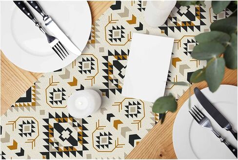 HOSNYE Table Runner Abstract Colorful Chaotic Waves Pattern,Cotton Linen Table Runner Decoration for Kitchen Family Dinner Table Holiday Party Farmhouse Style 13 x 72 Inch in Saudi Arabia