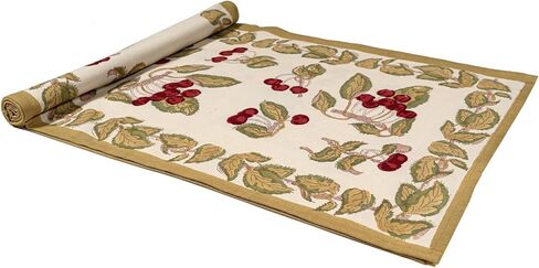Couleur Nature Table Runner, Cherry, Red Green, 16x90 Inches in Saudi Arabia
