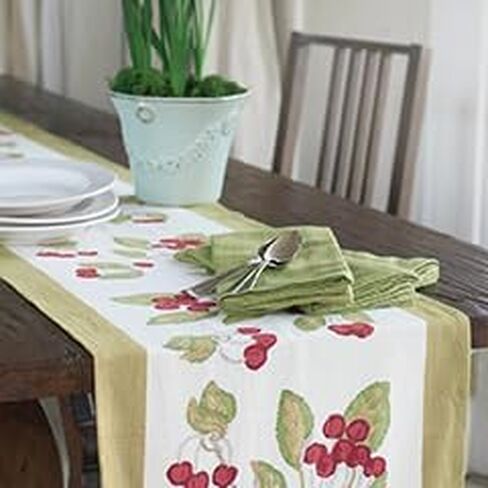 Couleur Nature Table Runner, Cherry, Red Green, 16x90 Inches in Saudi Arabia