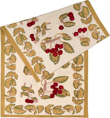 Couleur Nature Table Runner, Cherry, Red Green, 16x90 Inches in Saudi Arabia