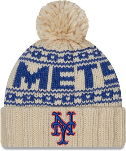 قبعة صغيرة من New Era Women NY New York Mets Tan Sport Knit ذات أساور in Saudi Arabia