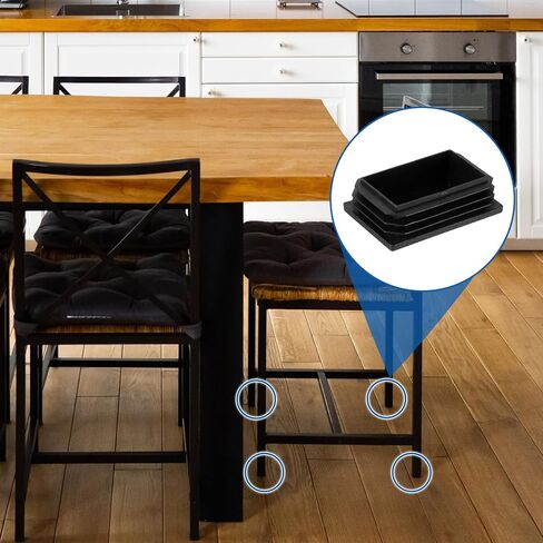 UXCELL 2 PCS RESTANGLE CAPS END CAPS 4 3/4 × 1 9/16 بوصة قابس ثقب بلاستيكي إدراج قبعة نهاية للأنابيب المعدنية بعد كرسي الأثاث الأثاث ، الأسود in Kuwait