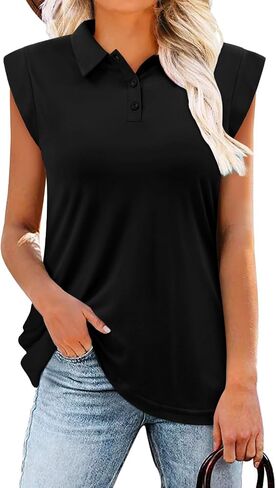 onlypuff Women's Polo Shirts Lapel Collar Short Sleeve Golf Blouse Summer Dressy Casual Tunic Tops in Saudi Arabia