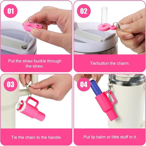 MINI متوافق مع كأس Stanley Keychain Cup Cup Cup Balm Balm Bawchain Mini Cup -keychain chapstick حامل متوافق مع حامل Stanley Keychain Chapstick مع سلسلة وقلادة (Rose Red) in Kuwait