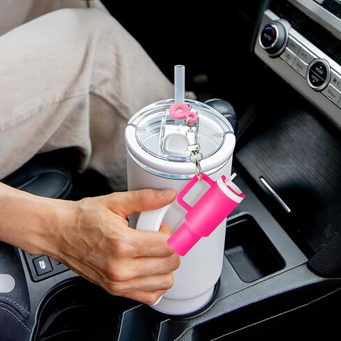 MINI متوافق مع كأس Stanley Keychain Cup Cup Cup Balm Balm Bawchain Mini Cup -keychain chapstick حامل متوافق مع حامل Stanley Keychain Chapstick مع سلسلة وقلادة (Rose Red) in Kuwait