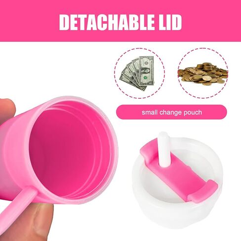 MINI متوافق مع كأس Stanley Keychain Cup Cup Cup Balm Balm Bawchain Mini Cup -keychain chapstick حامل متوافق مع حامل Stanley Keychain Chapstick مع سلسلة وقلادة (Rose Red) in Kuwait
