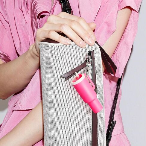 MINI متوافق مع كأس Stanley Keychain Cup Cup Cup Balm Balm Bawchain Mini Cup -keychain chapstick حامل متوافق مع حامل Stanley Keychain Chapstick مع سلسلة وقلادة (Rose Red) in Kuwait