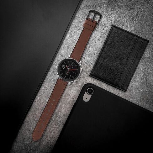 kwmobile Strap Compatible with Huami Amazfit GTR Mini Strap - Silicone and Leather Sport Wristband - Brown in Saudi Arabia