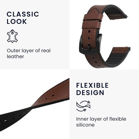 kwmobile Strap Compatible with Huami Amazfit GTR Mini Strap - Silicone and Leather Sport Wristband - Brown in Saudi Arabia