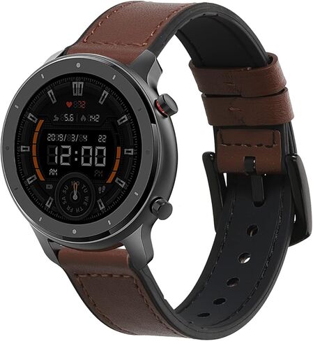 kwmobile Strap Compatible with Huami Amazfit GTR Mini Strap - Silicone and Leather Sport Wristband - Brown in Saudi Arabia