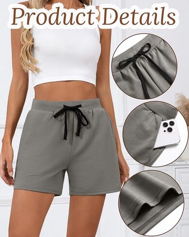 Neer 3 Pack Women's Sweat Shorts Casual Drawstring Athletic Summer Workout Lounge Shorts with Pockets in Saudi Arabia