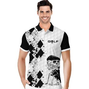 PAGYMO Golf Shirts for Men Crazy Hawaiian Funny Print Mens Polo Shirt