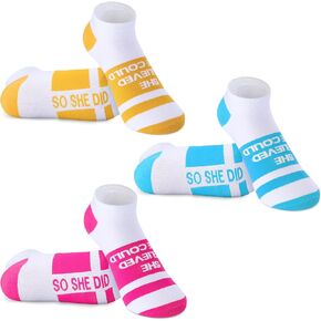 3 Pairs Inspirational Running Socks Set Athletic Low Cut Multicolored Sock for Christmas Women Runners Gifts(Believe)