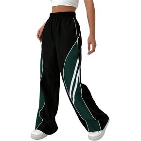 SOLY HUX Women's Color Block Striped Baggy Wide Leg Pants Elastic High Waisted Y2k Sweatpants