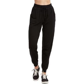 Sofra Wome's Jersey Cotton Jogger Pants with Side Pockets for Yoga Running Workout