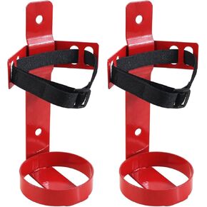 Fire Extinguisher Metal Bracket - Fire Extinguisher Mount - Wall Hanging Bracket with Adjustable Straps Heavy Duty Fixing Holder (2.5LB Red 2PCS)