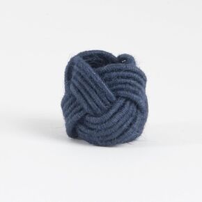 Set of 4 Classic Braided Jute Burlap Napkin Rings (navy blue)