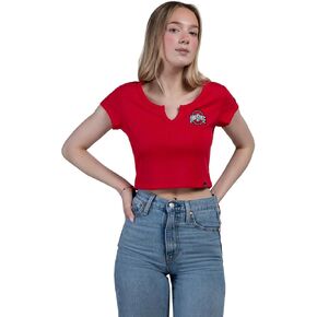 Hype & Vice Cali Tee for Women (Small) - Ohio State University Tailgate Top for Women, Crop Top T-Shirt, College Shirts for Game Days - Red