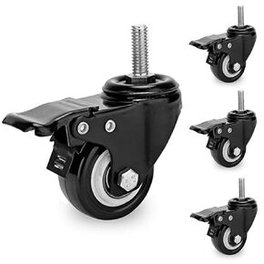 2" Workbench Casters with Brake Lock, Heavy Duty Swivel Stem Brake Caster Wheels for Work Bench, Shopping Carts, Trolley - Pack of 4