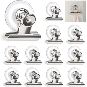 AccEncyc Suction Cup Clips for Windows 12Pcs Suction Clips Clear Suction Cup Clamp Holder Suction Cups with Clips for Home and Office