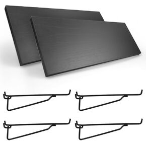 2 Pack Pegboard Shelves with Brackets, Peg Shelf Board with Hooks Fits 1/8" 1/4" Pegs Slots, Peg Board Organizer Accessories Various Tools Storage Arrange System for Garage Craft Workshop Workbench