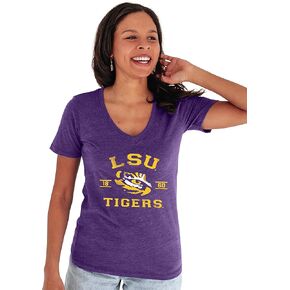 Blue 84 Women's LSU Tigers T Shirt Tri-Blend Mascot, Lsu Tigers Purple, Large