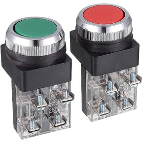 uxcell 2 Pcs AC 250V 6A Emergency Stop DPST Push Button Switch 1NO 1NC