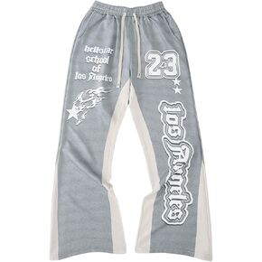 SHENHE Men's Graphic Sweatpants Letter Print Color Block Drawstring Waist Long Pants Streetwear