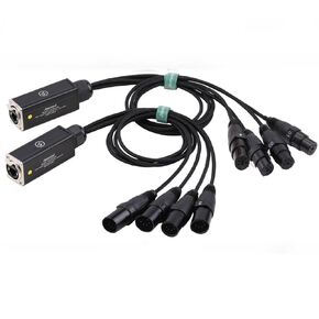 BestParts 4 قنوات 5-Pin XLR ذكر وأنثى إلى كابل Ethercon - جهاز استقبال ثعبان متعدد الشبكات Cat6 مدمج - 5-Pin XLR، قنوات DMX عبر كابل RJ45 Cat5/Cat6 Ethernet