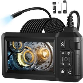 Industrial Borescope Camera with Light, Endoscope Inspection Camera, Pipe Sewer Camera Camera 1080P HD 4.3" Screen, IP67 Waterproof Snake Camera with 8 LED Lights, Gadgets for Men, 16.5Ft