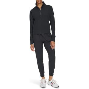 Tommy Hilfiger Women's Thumbhole Cuffs Stand Collar with Half Zip Detail Brushed Rib Mock Neck Pullover