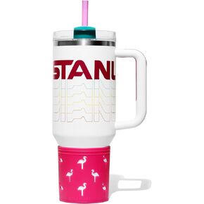 Stanley Protective Silicone Boots - Cute Stanley Cup accessories - Silicone Sleeve for Stanely and Yeti - Fits 40oz Quencher and more - Flamingo Stanley Design - 100% Silicone