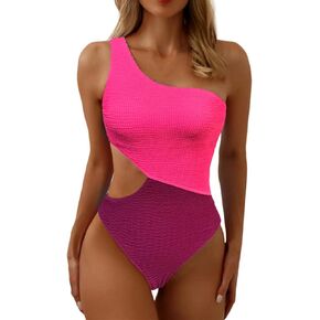 Women One Piece Swimsuit Cutout One Shoulder Tummy Control Bathing Suits Swimwear