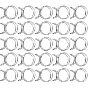 uxcell 25Pcs 28mm/1.1inch Inner Dia Double Wire Spring Hose Clamp, Stainless Steel Adjustable Spring Clips for Hose Fuel Line Silicone Tube Water Pipe Air Pipe