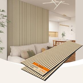 MDF Acoustic Wall Panels Sound Absorbing, 2 Pack 94.5 x 23.4 inch Sound Proof Foam Wall Panels & Wood Slat Wall Panels for Interior Wall Decor, Oak