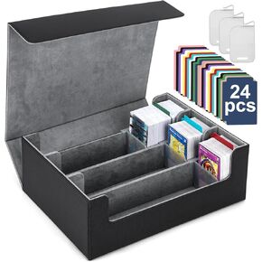 Card Deck Case for Trading Cards 1800+, MTG Card Storage Box, Leather Magnetic Closure Storage Box for Magic Commander, MTG, YuGiOh, PKM and Sports Cards