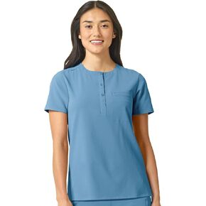 WonderWink Women's Mandarin Collar Tuck-in Scrub Top, Bay Blue, XL